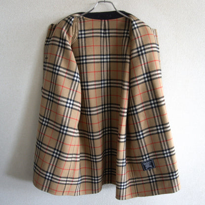 BURBERRYS Black Wool Cashmere Nova Check Hooded Coat Size 7