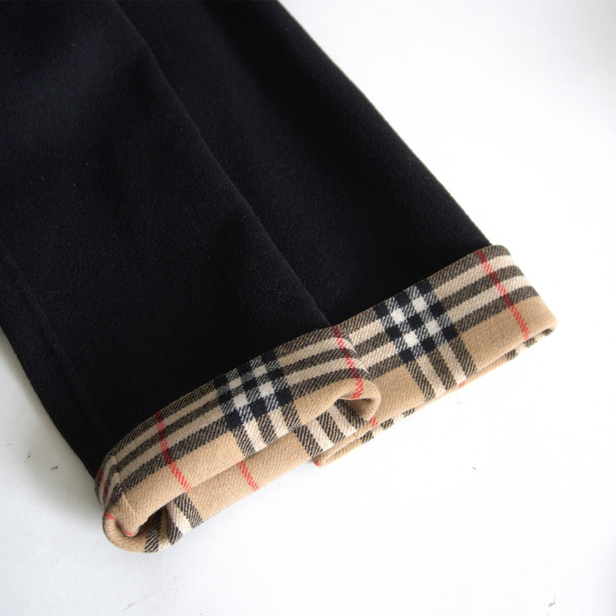 BURBERRYS Black Wool Cashmere Nova Check Hooded Coat Size 7