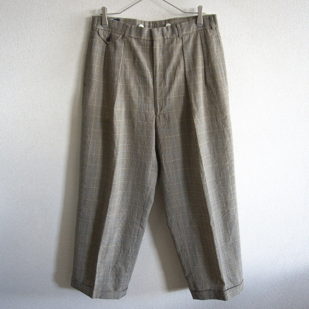 POLO RALPH LAUREN Gray Wool 2-Pleat Glen Check Size 86