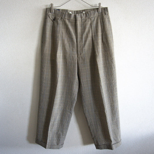 POLO RALPH LAUREN Gray Wool 2-Pleat Glen Check Size 86