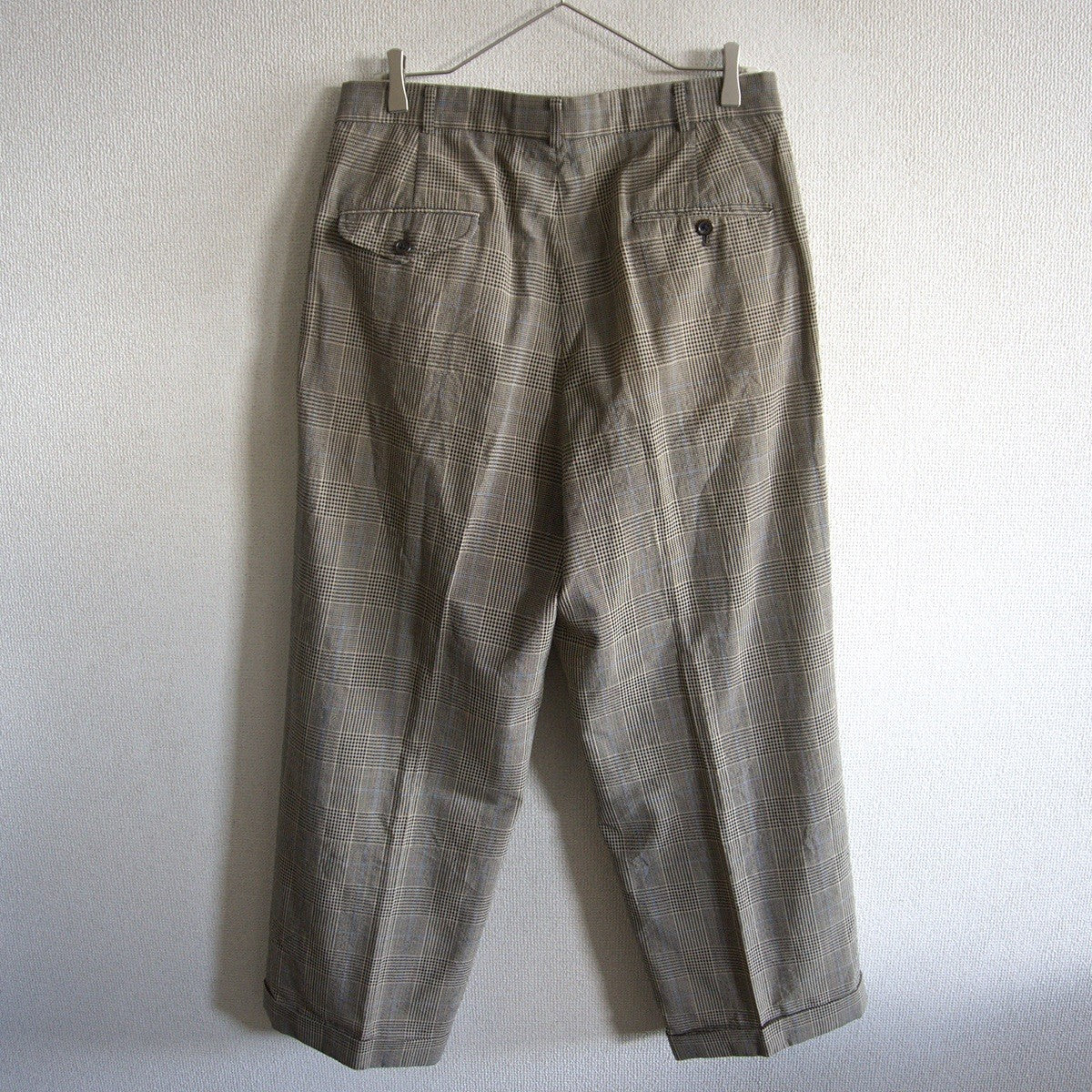 POLO RALPH LAUREN Gray Wool 2-Pleat Glen Check Size 86