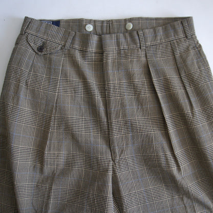 POLO RALPH LAUREN Gray Wool 2-Pleat Glen Check Size 86