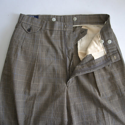 POLO RALPH LAUREN Gray Wool 2-Pleat Glen Check Size 86