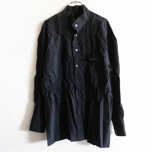 ISSEY MIYAKE Pleated Long Sleeve Shirt Black Size M