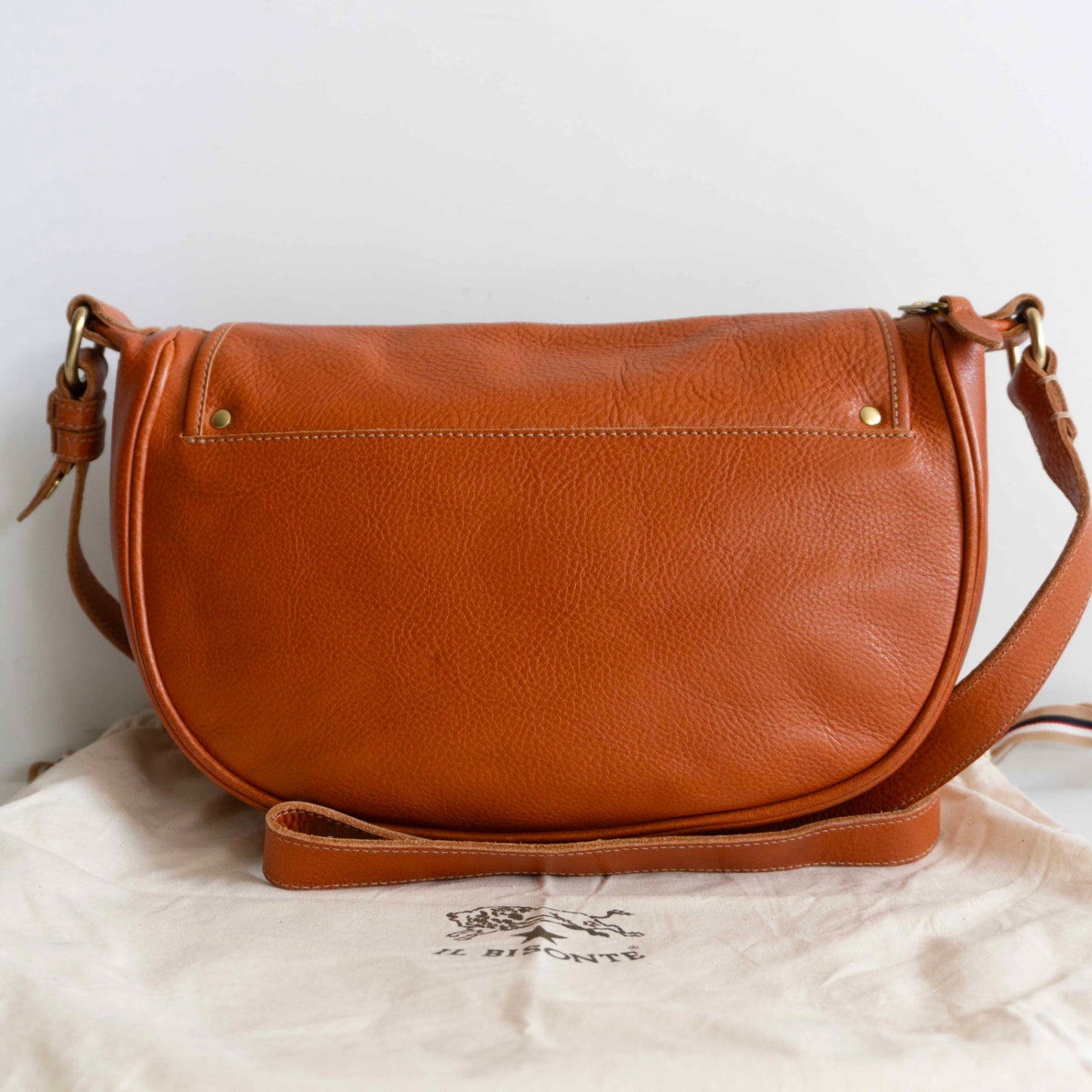 IL BISONTE Brown Leather Flap Shoulder Bag Size ONE SIZE