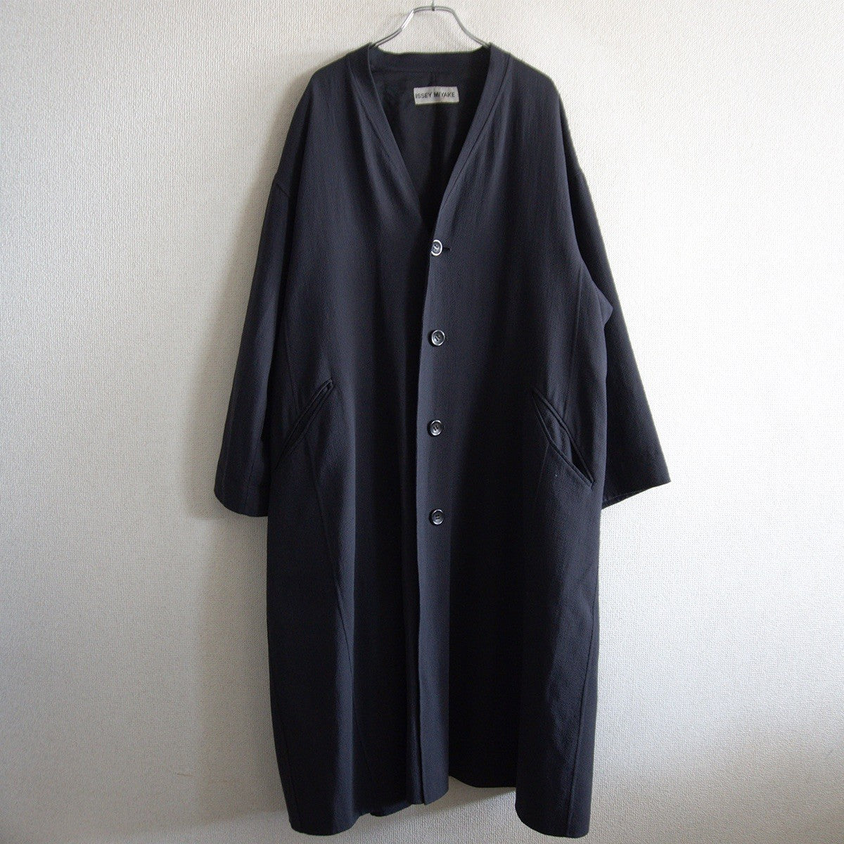 ISSEY MIYAKE Collarless Oversized Coat Black Size M