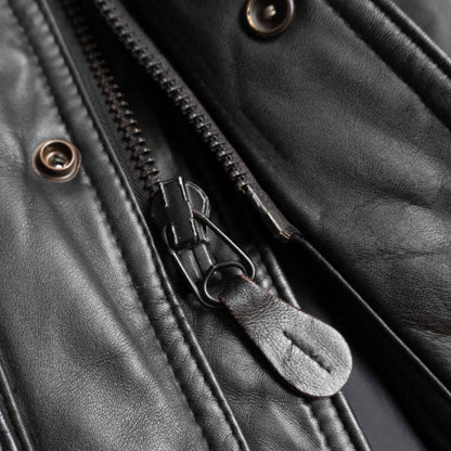 SCHOTT Leather Down Jacket Black Size L