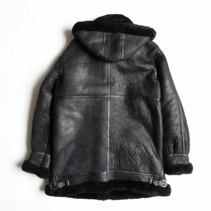 ALPHA INDUSTRIES. Hooded Shearling Jacket Black Size L