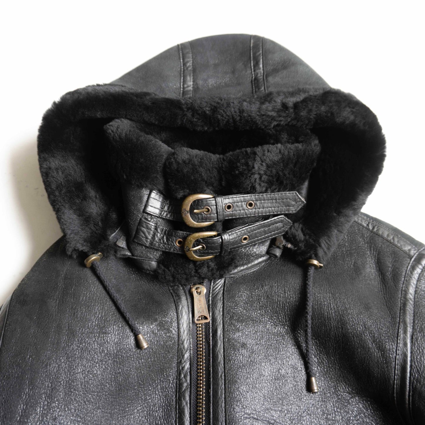 ALPHA INDUSTRIES. Hooded Shearling Jacket Black Size L