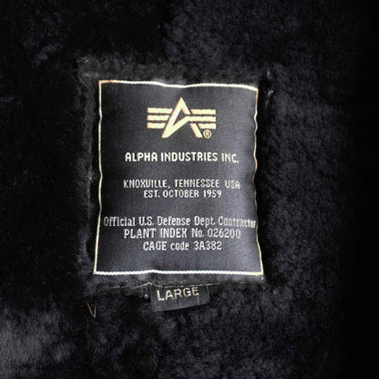 ALPHA INDUSTRIES. Hooded Shearling Jacket Black Size L