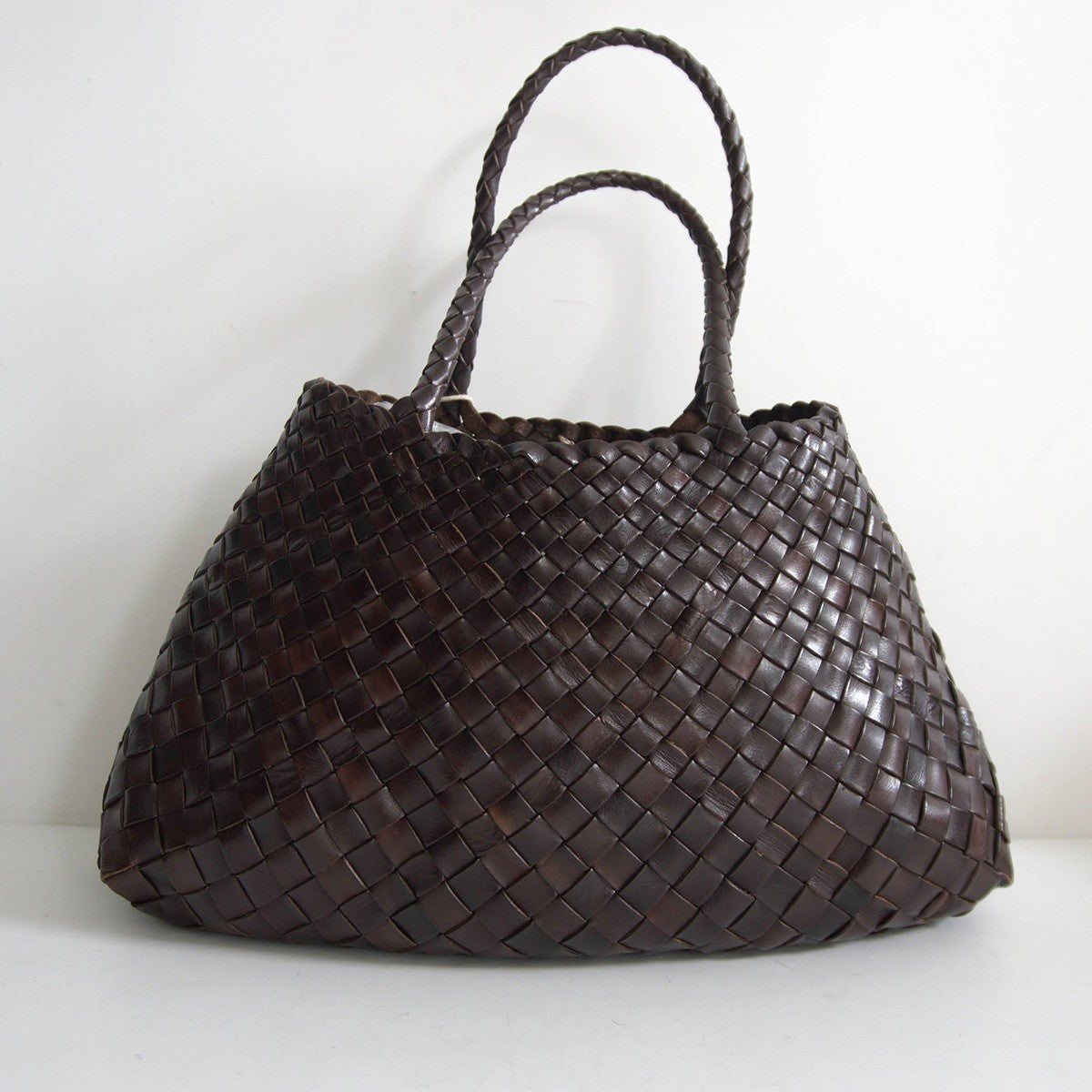 DRAGON Dark Brown Woven Leather Mesh Hand Bag Size ONE SIZE