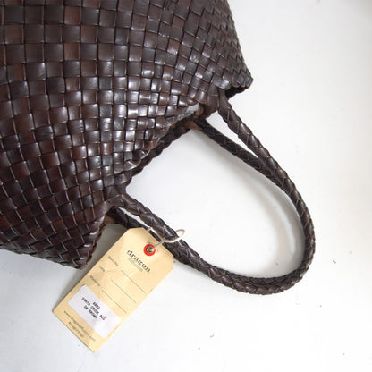 DRAGON Dark Brown Woven Leather Mesh Hand Bag Size ONE SIZE