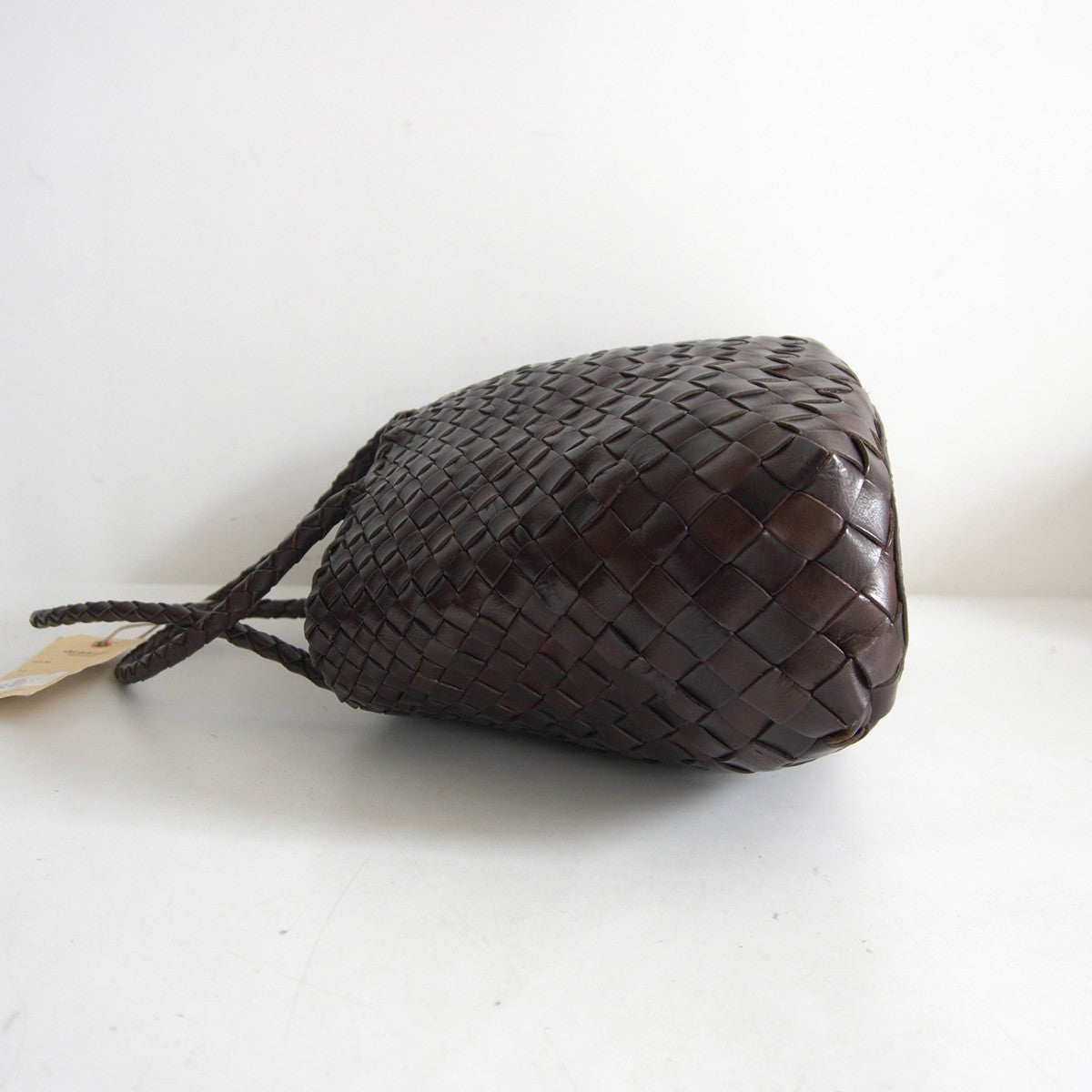 DRAGON Dark Brown Woven Leather Mesh Hand Bag Size ONE SIZE