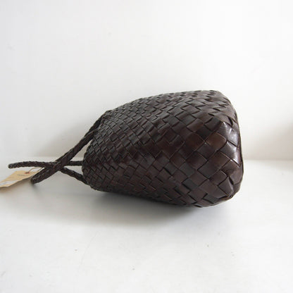 DRAGON Dark Brown Woven Leather Mesh Hand Bag Size ONE SIZE