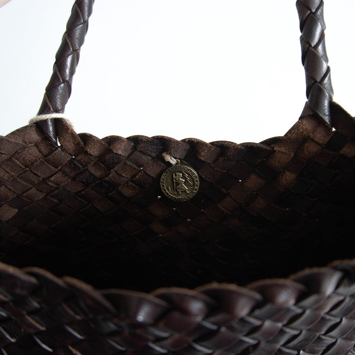 DRAGON Dark Brown Woven Leather Mesh Hand Bag Size ONE SIZE