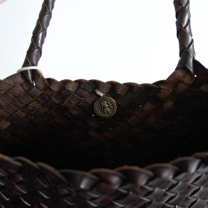DRAGON Dark Brown Woven Leather Mesh Hand Bag Size ONE SIZE