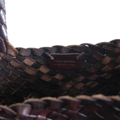 DRAGON Dark Brown Woven Leather Mesh Hand Bag Size ONE SIZE
