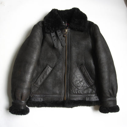 SCHOTT Black B-3 Shearling Bomber Jacket Size 36
