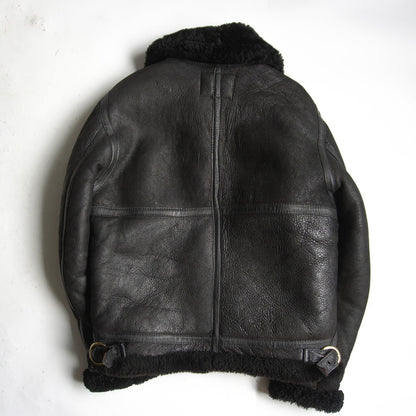 SCHOTT Black B-3 Shearling Bomber Jacket Size 36