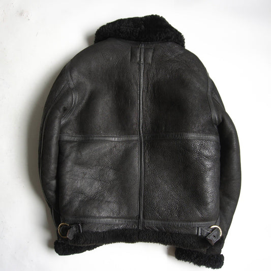 SCHOTT Black B-3 Shearling Bomber Jacket Size 36