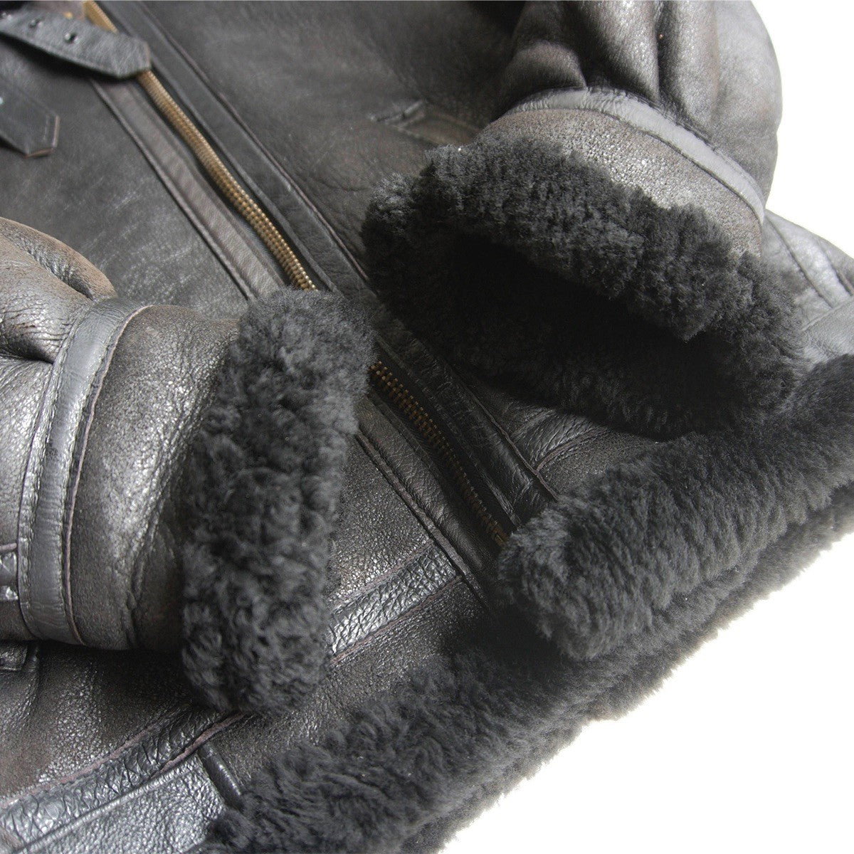 SCHOTT Black B-3 Shearling Bomber Jacket Size 36