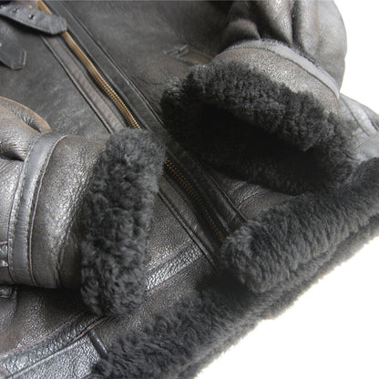 SCHOTT Black B-3 Shearling Bomber Jacket Size 36