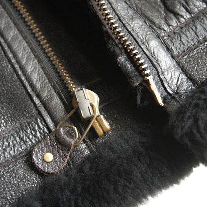SCHOTT Black B-3 Shearling Bomber Jacket Size 36