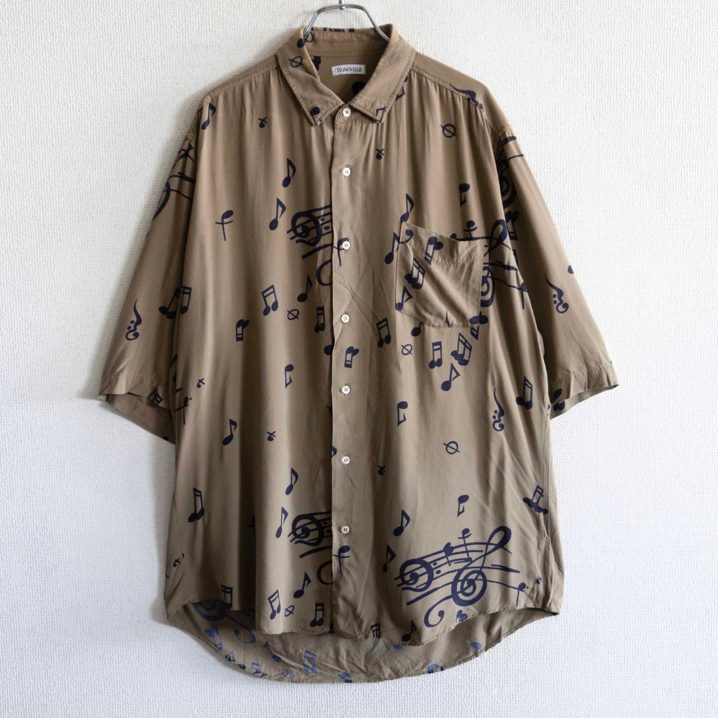 BONEVILLE 80s-90s Archive Music Note Rayon Shirt Size 5