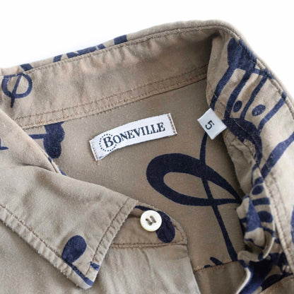 BONEVILLE 80s-90s Archive Music Note Rayon Shirt Size 5