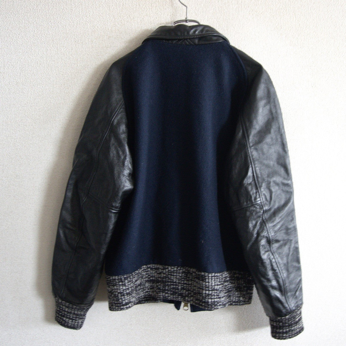 SKOOKUM Melton Leather Varsity Jacket Navy Size XL