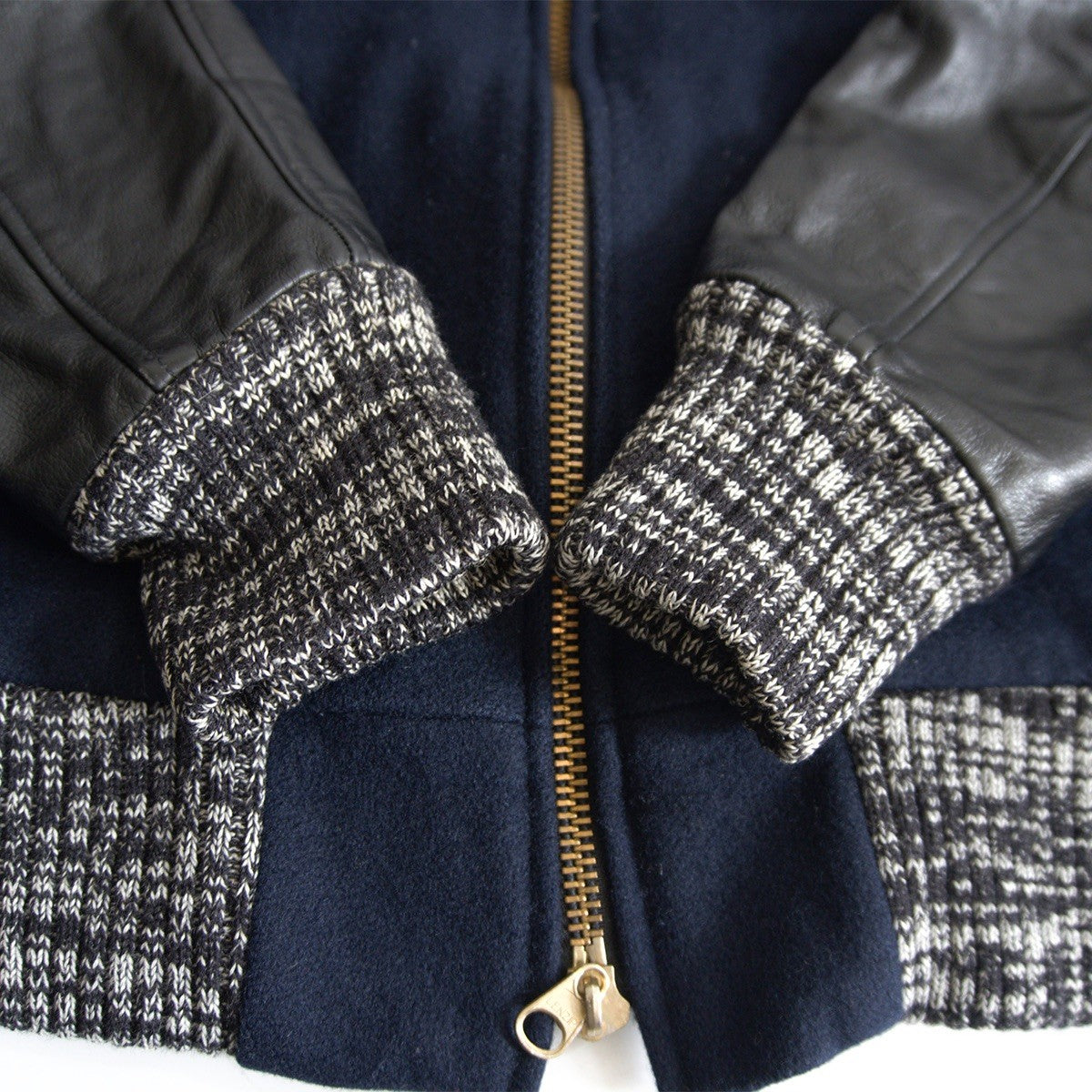 SKOOKUM Melton Leather Varsity Jacket Navy Size XL