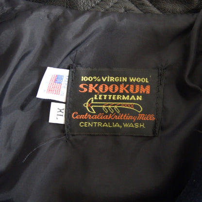 SKOOKUM Melton Leather Varsity Jacket Navy Size XL