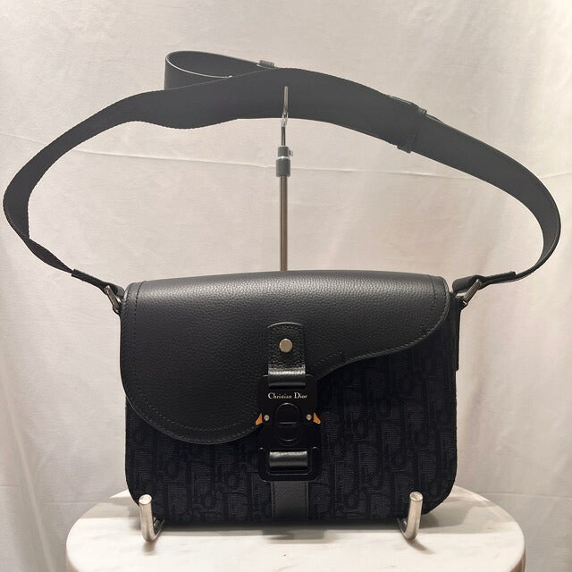DIOR Saddle Oblique Flap Messenger Bag Black Size ONE SIZE