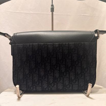 DIOR Saddle Oblique Flap Messenger Bag Black Size ONE SIZE