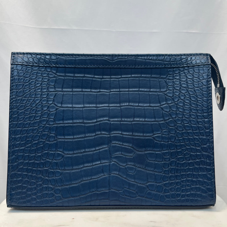 Louis Vuitton Pochette Voyage Croc Clutch Blue Size ONE SIZE