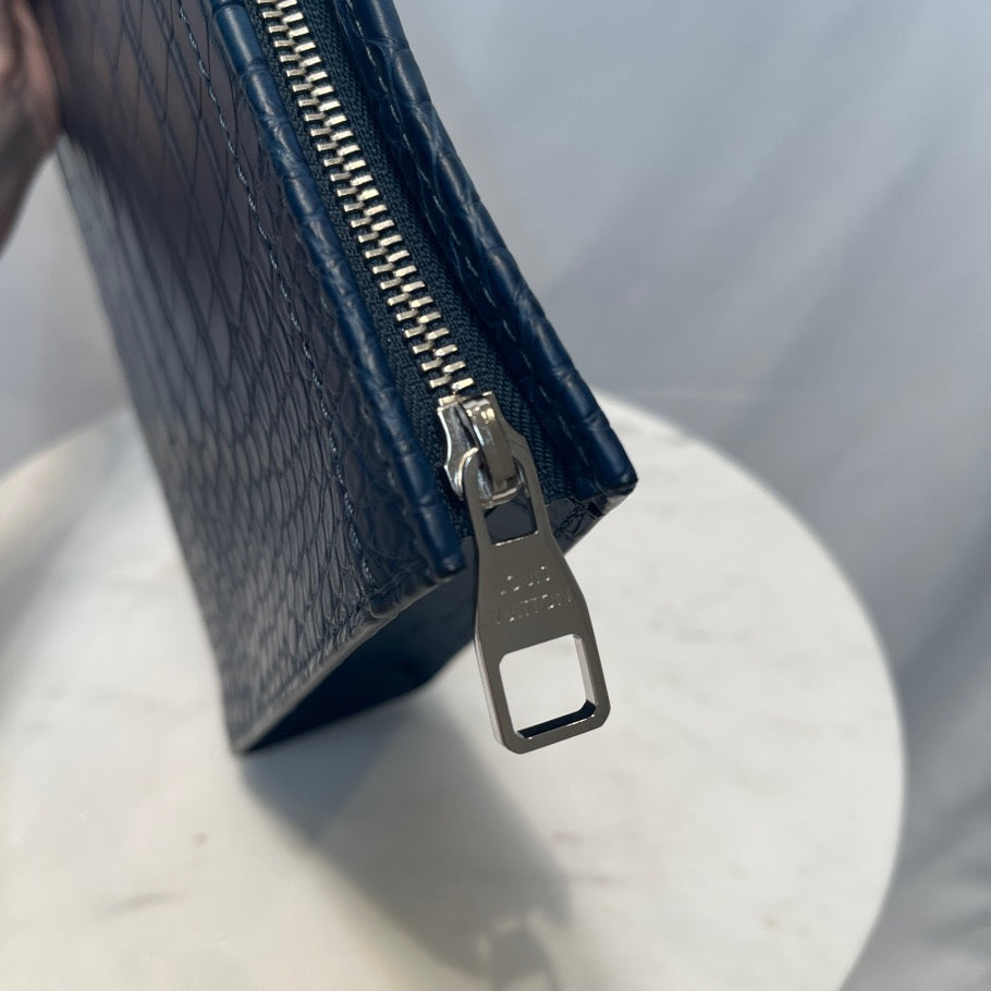 Louis Vuitton Pochette Voyage Croc Clutch Blue Size ONE SIZE