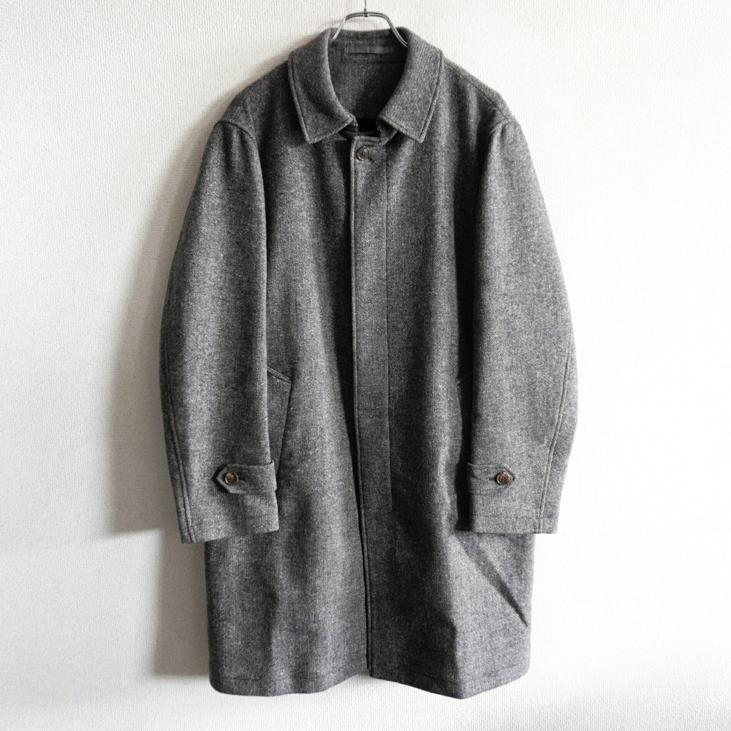 Papas Plus Bottoli Tweed Wool Balmacaan Coat Size M