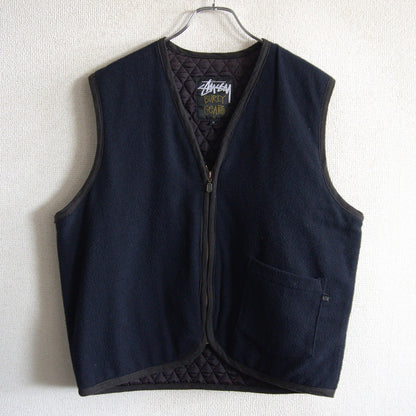 OLD STUSSY 90s Wool Zip Vest Navy Size S