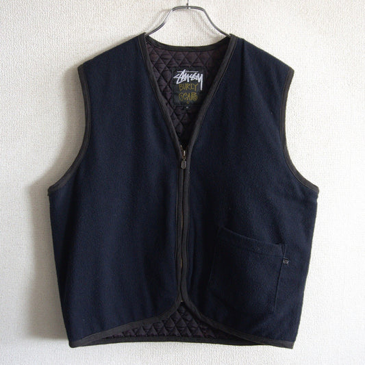 OLD STUSSY 90s Wool Zip Vest Navy Size S