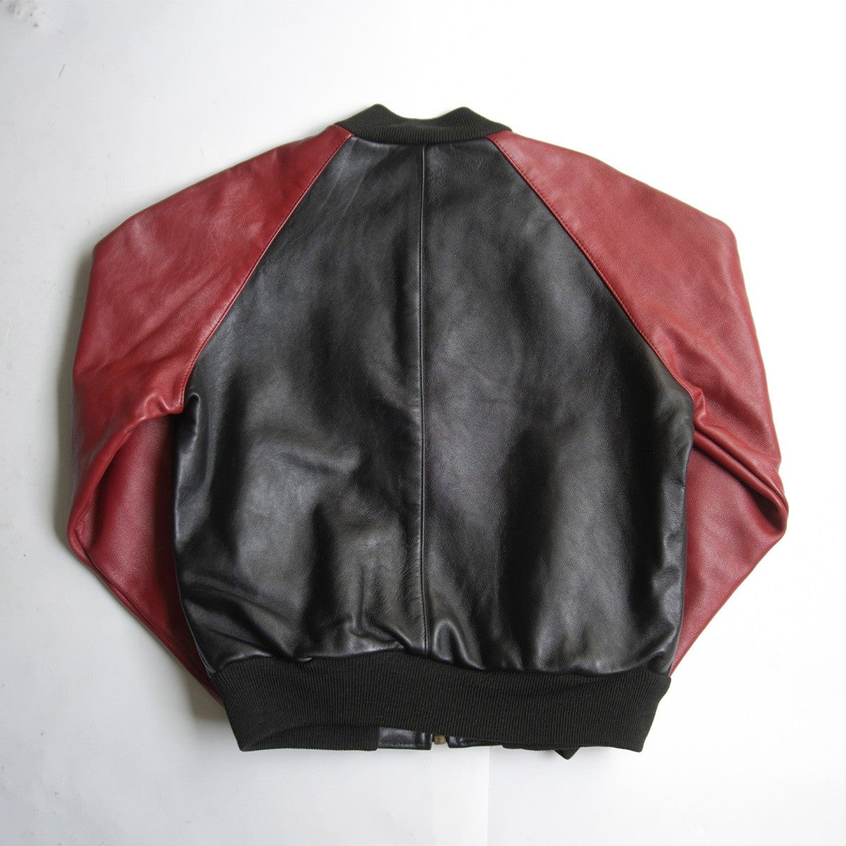 VANSON Black Red TJV All Leather Varsity Jacket Size 40