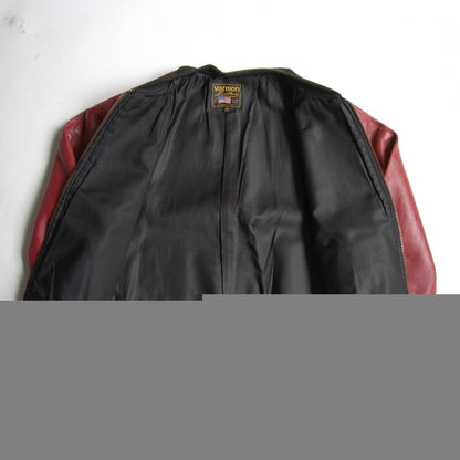 VANSON Black Red TJV All Leather Varsity Jacket Size 40