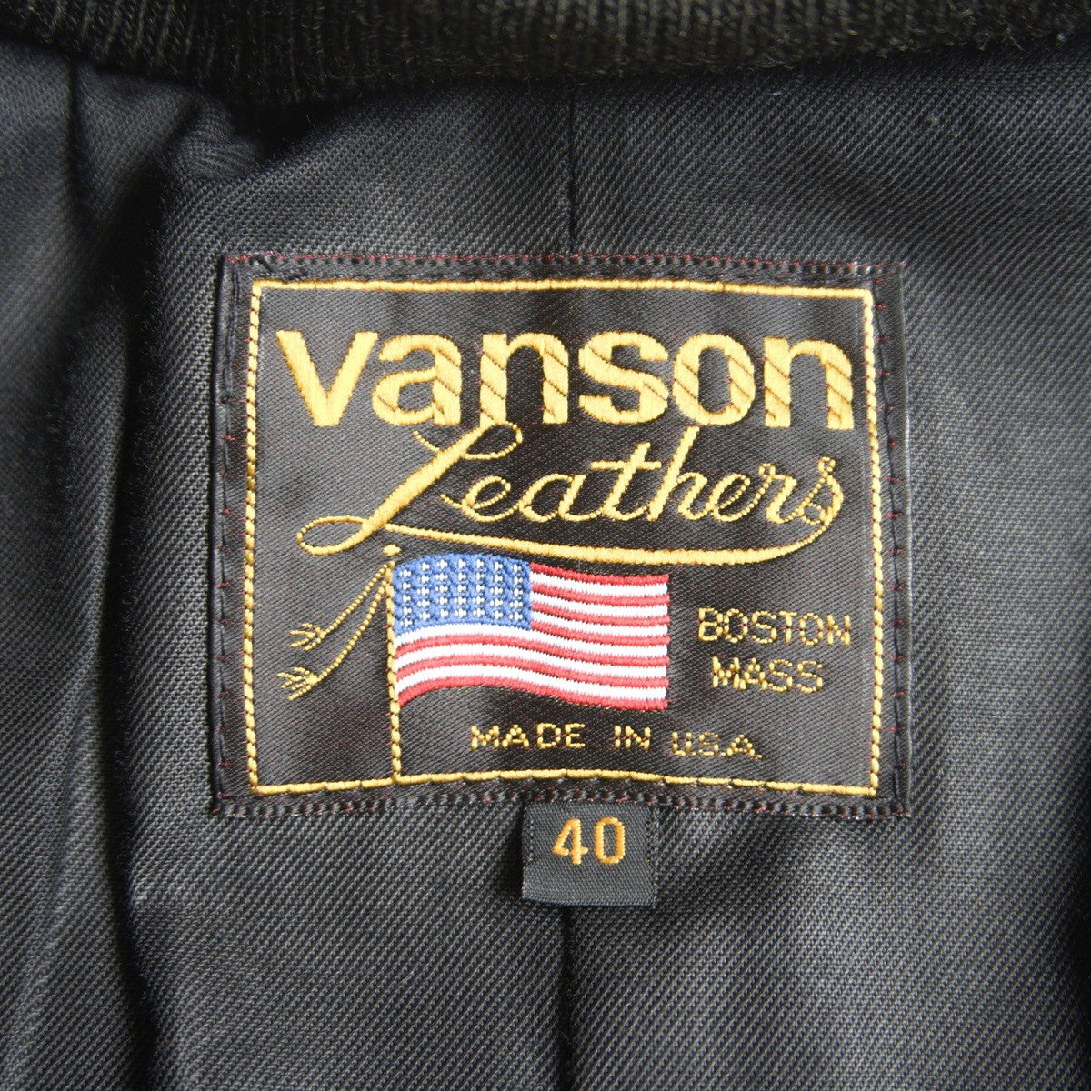 VANSON Black Red TJV All Leather Varsity Jacket Size 40