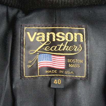 VANSON Black Red TJV All Leather Varsity Jacket Size 40