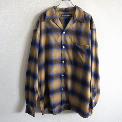 WACKO MARIA Ombre Check Tencel Open Collar Shirt Size XL