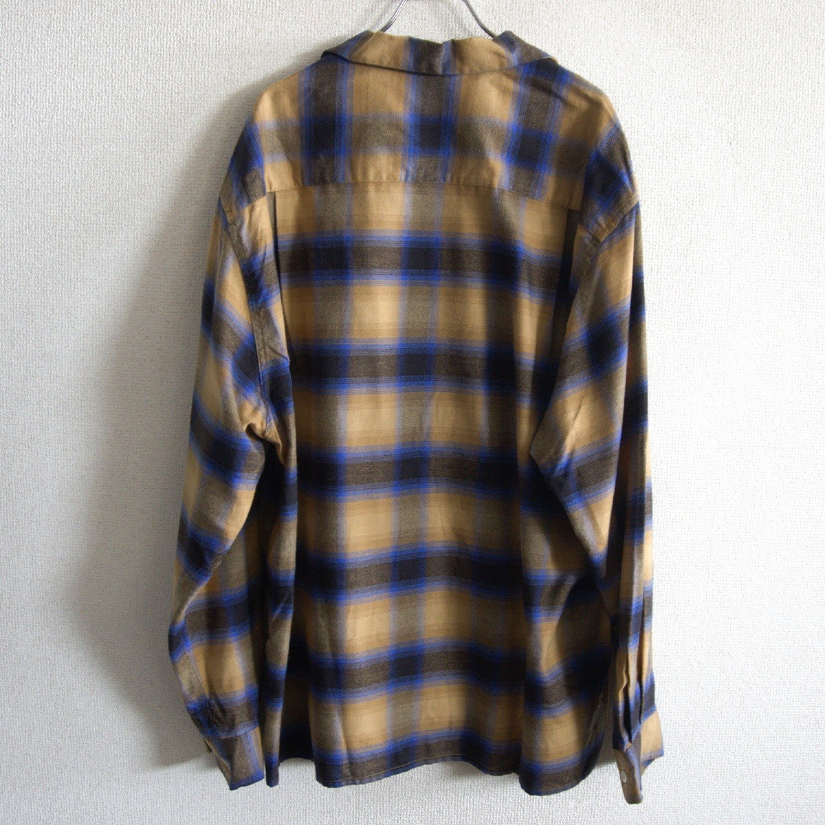 WACKO MARIA Ombre Check Tencel Open Collar Shirt Size XL