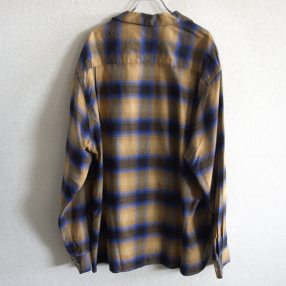 WACKO MARIA Ombre Check Tencel Open Collar Shirt Size XL
