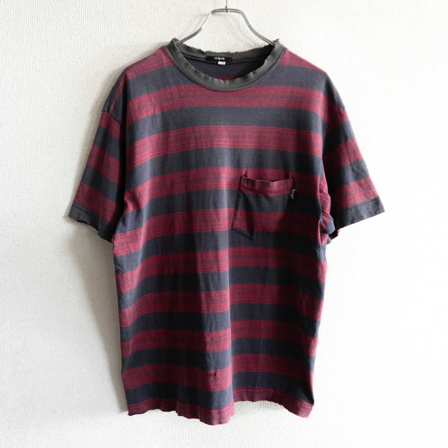 USA OLD STUSSY 80s Striped T-Shirt Size L