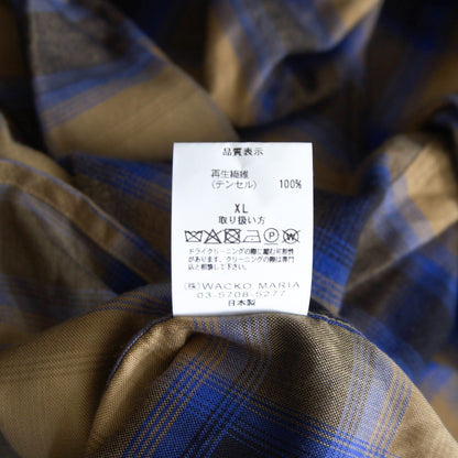 WACKO MARIA Ombre Check Tencel Open Collar Shirt Size XL