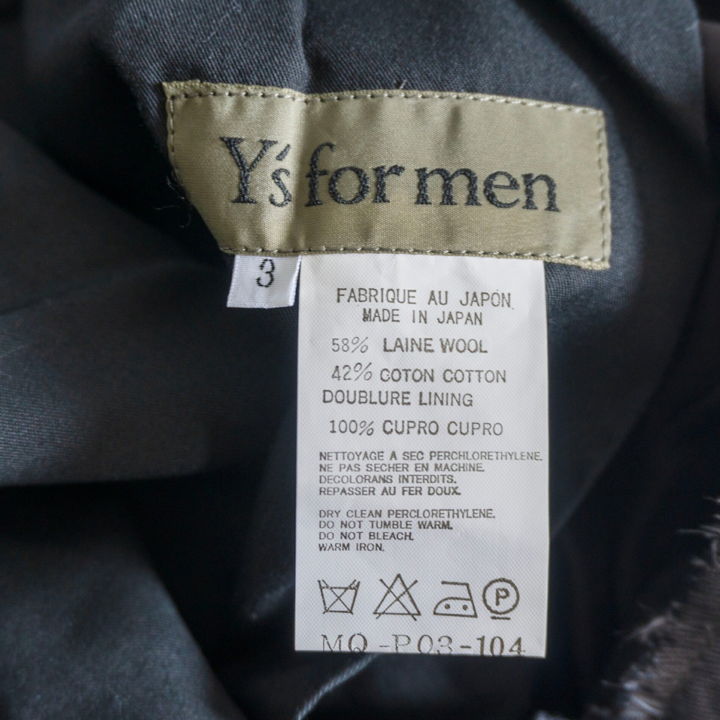 Y's for men Gray Easy Slacks Size 3