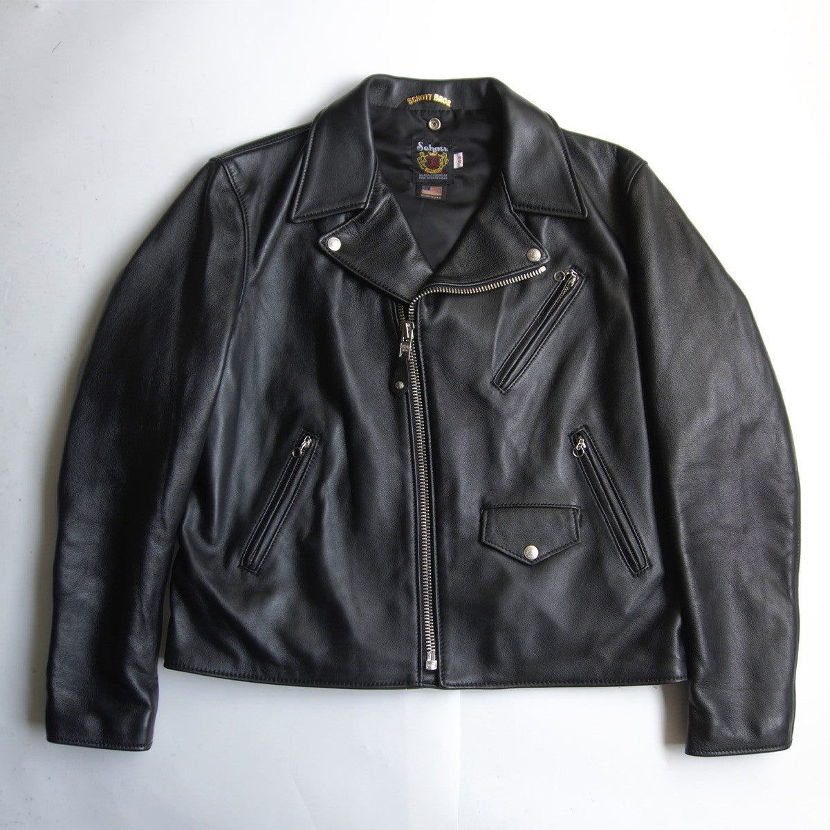 SCHOTT 228US Lamb Leather Double Rider Jacket Size 44